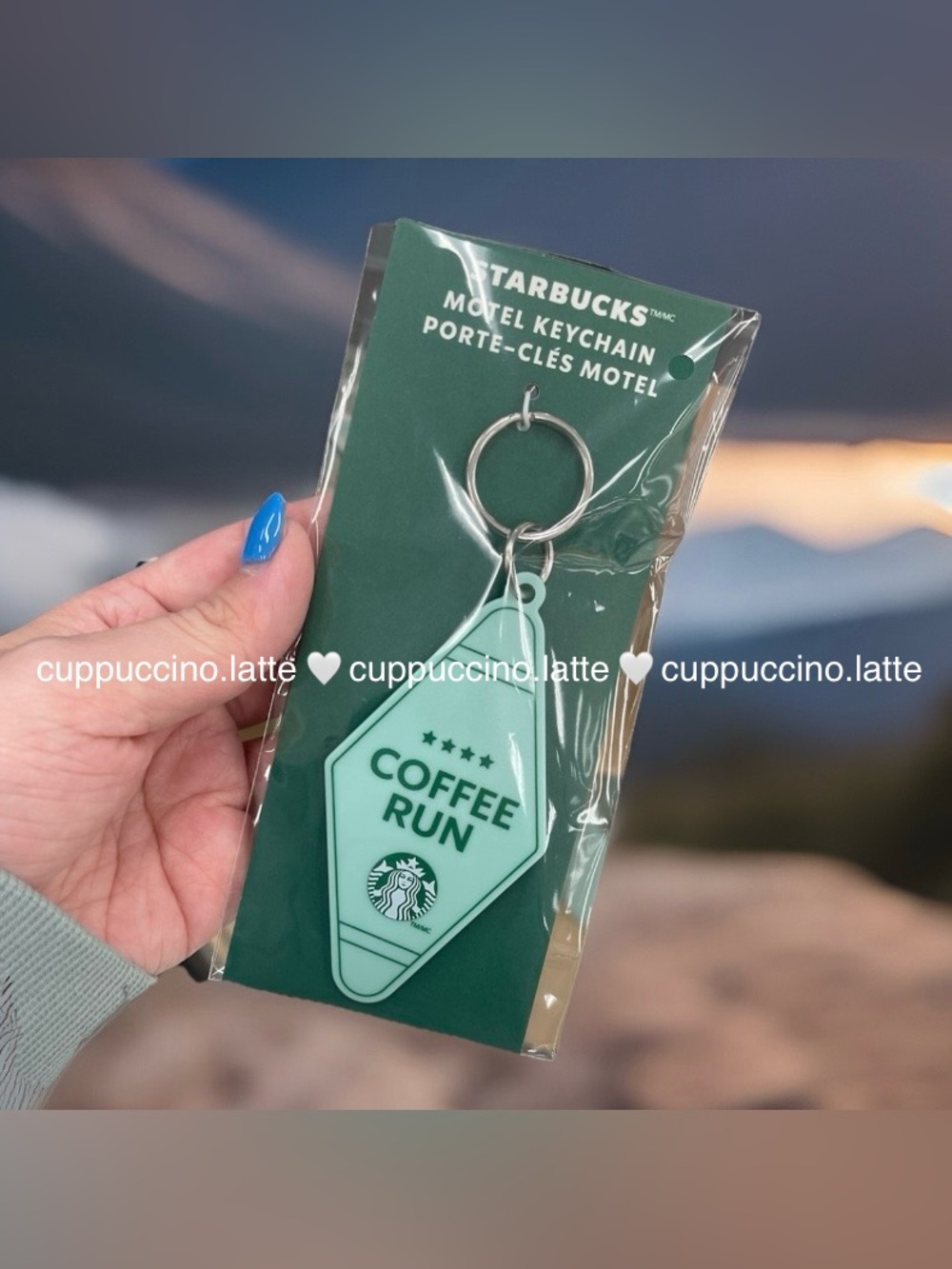 🩵NWT🩵Starbucks 2026 Summer Road Trip Mint Blue ‘Coffee Run’ Motel Keychain